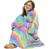 imageCatalonia Oversized Blanket Hoodie Sweatshirt Fleece Pullover with Large Front Pocket for Adults Men WomenRainbow  Fleece