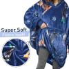 imageCatalonia Oversized Blanket Hoodie Sweatshirt Fleece Pullover with Large Front Pocket for Adults Men WomenSki Cat Blue