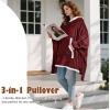 imageCatalonia Oversized Hoodie Sweatshirt Poncho Casual Hoodie Cape Batwing Coat Pullover Blanket Comfortable Roomy  Gift for Adults WomenWine