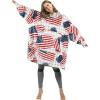 imageCatalonia Oversized Blanket Hoodie Sweatshirt Fleece Pullover with Large Front Pocket for Adults Men WomenAmerican Flag  Fleece