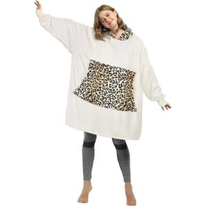 imageCatalonia Oversized Blanket Hoodie Sweatshirt Fleece Pullover with Large Front Pocket for Adults Men WomenLatte  Fleece