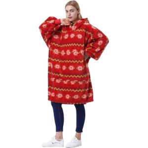 imageCatalonia Oversized Blanket Hoodie Sweatshirt Fleece Pullover with Large Front Pocket for Adults Men WomenMistletoe  Plush