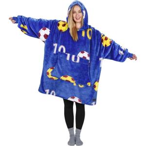 imageCatalonia Oversized Blanket Hoodie Sweatshirt Fleece Pullover with Large Front Pocket for Adults Men WomenSoccer Team Blue