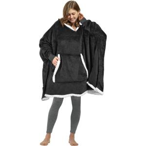 imageCatalonia Oversized Hoodie Sweatshirt Poncho Casual Hoodie Cape Batwing Coat Pullover Blanket Comfortable Roomy  Gift for Adults WomenBlack