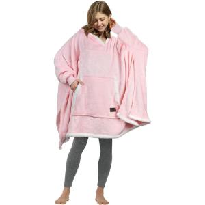 imageCatalonia Oversized Hoodie Sweatshirt Poncho Casual Hoodie Cape Batwing Coat Pullover Blanket Comfortable Roomy  Gift for Adults WomenPink