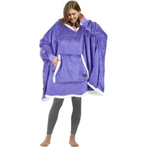imageCatalonia Oversized Hoodie Sweatshirt Poncho Casual Hoodie Cape Batwing Coat Pullover Blanket Comfortable Roomy  Gift for Adults WomenPurple
