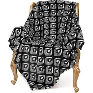 imageCatalonia Moroccan Lotus Blue Fleece Throw Blanket for Couch Lightweight Soft Cozy All Seasons Lounging Blanket Retro Living Room Decor Blanket Valentines Day Gift 50x60 inchesLotus Black