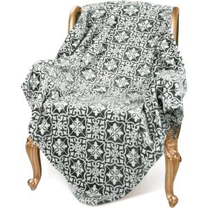 imageCatalonia Moroccan Lotus Blue Fleece Throw Blanket for Couch Lightweight Soft Cozy All Seasons Lounging Blanket Retro Living Room Decor Blanket Valentines Day Gift 50x60 inchesMorocco Grey