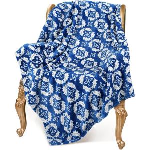 imageCatalonia Moroccan Lotus Blue Fleece Throw Blanket for Couch Lightweight Soft Cozy All Seasons Lounging Blanket Retro Living Room Decor Blanket Valentines Day Gift 50x60 inchesOlympia Blue