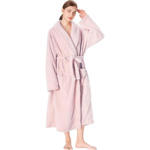 imageCatalonia Womens Plush Long Robe Shawlcollar Warm Comfy Fluffy Bathrobe Valentines Day Gift Mothers Day Gift for WomenLight Pinkshawl