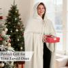 imageCatalonia Hooded Wearable Blanket Poncho for Adults Lightweight Fleece Cape with Hand Pockets Cozy Plush Wrap Gifts IdeasBeige