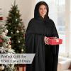 imageCatalonia Hooded Wearable Blanket Poncho for Adults Lightweight Fleece Cape with Hand Pockets Cozy Plush Wrap Gifts IdeasBlack