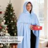 imageCatalonia Hooded Wearable Blanket Poncho for Adults Lightweight Fleece Cape with Hand Pockets Cozy Plush Wrap Gifts IdeasBlue