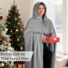 imageCatalonia Hooded Wearable Blanket Poncho for Adults Lightweight Fleece Cape with Hand Pockets Cozy Plush Wrap Gifts IdeasGrey