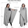 imageCatalonia Hooded Wearable Blanket Poncho for Adults Lightweight Fleece Cape with Hand Pockets Cozy Plush Wrap Gifts IdeasGrey