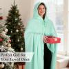 imageCatalonia Hooded Wearable Blanket Poncho for Adults Lightweight Fleece Cape with Hand Pockets Cozy Plush Wrap Gifts IdeasMint Green