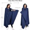 imageCatalonia Hooded Wearable Blanket Poncho for Adults Lightweight Fleece Cape with Hand Pockets Cozy Plush Wrap Gifts IdeasNavy