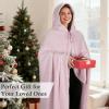 imageCatalonia Hooded Wearable Blanket Poncho for Adults Lightweight Fleece Cape with Hand Pockets Cozy Plush Wrap Gifts IdeasPink
