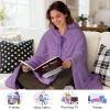 imageCatalonia Hooded Wearable Blanket Poncho for Adults Lightweight Fleece Cape with Hand Pockets Cozy Plush Wrap Gifts IdeasPurple