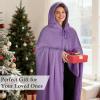 imageCatalonia Hooded Wearable Blanket Poncho for Adults Lightweight Fleece Cape with Hand Pockets Cozy Plush Wrap Gifts IdeasPurple