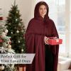imageCatalonia Hooded Wearable Blanket Poncho for Adults Lightweight Fleece Cape with Hand Pockets Cozy Plush Wrap Gifts IdeasWine