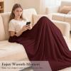imageCatalonia Hooded Wearable Blanket Poncho for Adults Lightweight Fleece Cape with Hand Pockets Cozy Plush Wrap Gifts IdeasWine