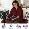 imageCatalonia Hooded Wearable Blanket Poncho for Adults Lightweight Fleece Cape with Hand Pockets Cozy Plush Wrap Gifts IdeasWine