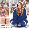imageCatalonia Hoodie Blanket Oversized Wearable Blanket Hoodie for Women Men  Sweatshirt Blanket with PocketDark Blue