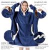 imageCatalonia Hoodie Blanket Oversized Wearable Blanket Hoodie for Women Men  Sweatshirt Blanket with PocketDark Blue