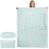 imageCatalonia Packable Travel Wearable Blanket Pillow with Sleeves for Adults 2 in 1 Wearable Blanket with PocketsAqua
