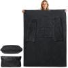 imageCatalonia Packable Travel Wearable Blanket Pillow with Sleeves for Adults 2 in 1 Wearable Blanket with PocketsBlack