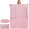 imageCatalonia Packable Travel Wearable Blanket Pillow with Sleeves for Adults 2 in 1 Wearable Blanket with PocketsPink