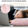 imageCatalonia Packable Travel Wearable Blanket Pillow with Sleeves for Adults 2 in 1 Wearable Blanket with PocketsPink