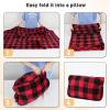 imageCatalonia Packable Travel Wearable Blanket Pillow with Sleeves for Adults 2 in 1 Wearable Blanket with PocketsRed Checker