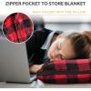 imageCatalonia Packable Travel Wearable Blanket Pillow with Sleeves for Adults 2 in 1 Wearable Blanket with PocketsRed Checker