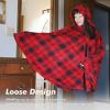 imageCatalonia Womens Hooded Poncho Cape Sherpa Fleece Cloak Coat Warm Shawl Wraps Christmas Gift Ideas Red PlaidPlaid Red