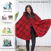 imageCatalonia Womens Hooded Poncho Cape Sherpa Fleece Cloak Coat Warm Shawl Wraps Christmas Gift Ideas Red PlaidPlaid Red