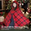 imageCatalonia Womens Hooded Poncho Cape Sherpa Fleece Cloak Coat Warm Shawl Wraps Christmas Gift Ideas Red PlaidPlaid Red
