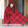 imageCatalonia Womens Hooded Poncho Cape Sherpa Fleece Cloak Coat Warm Shawl Wraps Christmas Gift Ideas Red PlaidPlaid Red