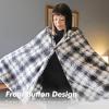 imageCatalonia Womens Hooded Poncho Cape Sherpa Fleece Cloak Coat Warm Shawl Wraps Christmas Gift Ideas Red PlaidPlaid White