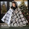 imageCatalonia Womens Hooded Poncho Cape Sherpa Fleece Cloak Coat Warm Shawl Wraps Christmas Gift Ideas Red PlaidPlaid White