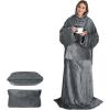 imageCatalonia Packable Travel Wearable Blanket Pillow with Sleeves for Adults 2 in 1 Wearable Blanket with PocketsGray