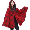 imageCatalonia Womens Hooded Poncho Cape Sherpa Fleece Cloak Coat Warm Shawl Wraps Christmas Gift Ideas Red PlaidPlaid Red