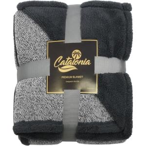 imageCatalonia Cable Knit Throw Blanket Reversible Soft Pom Pom Throws Warm Crochet Sweater Blanket with Gift Box for Bed Couch Travelling 60x50 BrownDark Gray