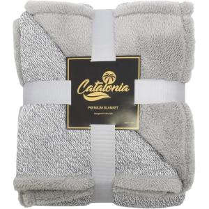 imageCatalonia Cable Knit Throw Blanket Reversible Soft Pom Pom Throws Warm Crochet Sweater Blanket with Gift Box for Bed Couch Travelling 60x50 BrownLight Gray