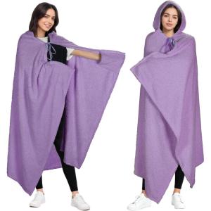 imageCatalonia Hooded Wearable Blanket Poncho for Adults Lightweight Fleece Cape with Hand Pockets Cozy Plush Wrap Gifts IdeasPurple