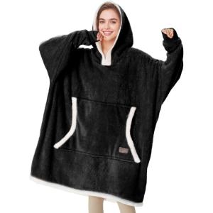 imageCatalonia Hoodie Blanket Oversized Wearable Blanket Hoodie for Women Men  Sweatshirt Blanket with PocketBlack