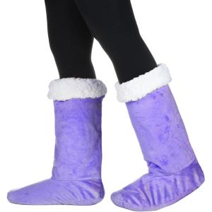 imageCatalonia Sherpa Slipper Socks for WomenWinter Indoor Home Non Skid BootiesSoftWarmFluffyPurple