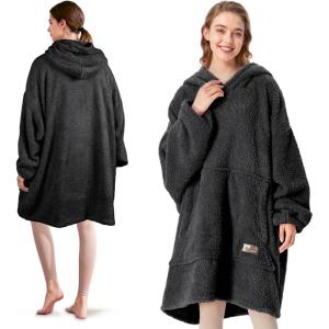 imageCatalonia Wearable Blanket Hoodie  Oversized Hoodie Blanket Sweatshirt Blanket for Women Men AdultsBlack