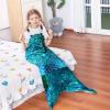 image:imageCatalonia Kids Mermaid Tail Blanket Super Soft Plush Flannel Sleeping Snuggly Blanket for Girls Galaxy Fish Scale Pattern Kids Gift IdeaAurora Green